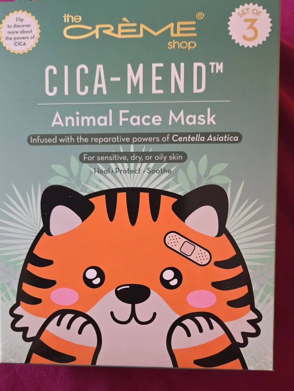 The Crème Shop CICA-MEND - Soothing Sheet Mask 3 Pack. For Sensitive Skin.
